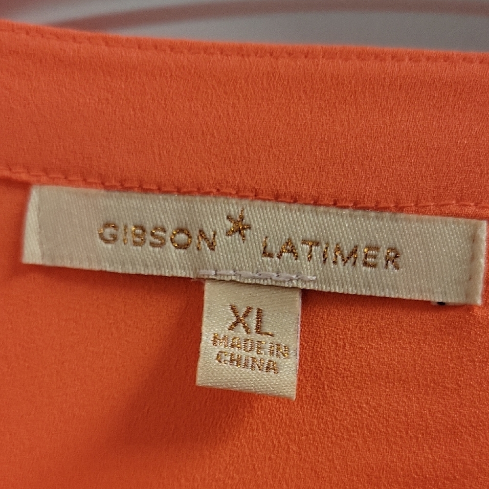 Gibson Latimer Coral Lace-Up Blouse - Picture 4 of 8